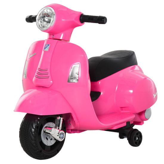 HOMCOM HOMCOM Otroško električno motorno kolo z uradnim dovoljenjem Vespa, baterija 6V, žarometi in rog, za otroke 18-36 mesecev, roza, 66,5x38x52cm