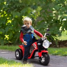 HOMCOM Električno otroško motorno kolo s tremi kolesi, lučmi in zvoki, 6V
akumulator, hitrost 2 km/h, za otroke od 18 do 36 mesecev, 72x57x56cm
Rdeča