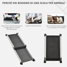 PAWHUT nedrseča zložljiva rampa za pse do 100 kg, lestev za avtomobilski prtljažnik iz aluminija in črne barve