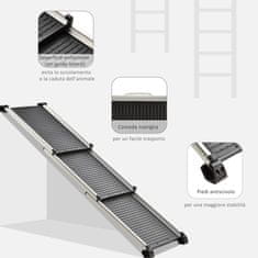 PAWHUT nedrseča zložljiva rampa za pse do 100 kg, lestev za avtomobilski prtljažnik iz aluminija in črne barve