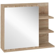 KLEANKIN kleankin stenska omarica za kopalniško ogledalo, viseča omarica z vrati in lesenimi policami, 60x18x50cm, naravna