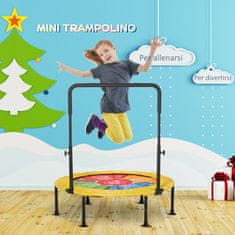 HOMCOM Zložljiv trampolin s palico in plesno podlogo, elastična talna podloga za fitnes in igro odraslih, Փ102x89-114cm