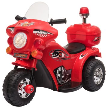 HOMCOM HOMCOM 6V električni motocikel za otroke od 18 do 36 mesecev s tremi velikimi kolesi, lučmi in realističnimi zvoki, rdeč, 80x35x52cm