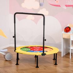 HOMCOM Zložljiv trampolin s palico in plesno podlogo, elastična talna podloga za fitnes in igro odraslih, Փ102x89-114cm