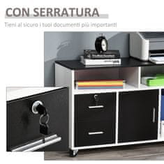 HOMCOM omara za tiskalnik s
predali, večnamenska omara za pisarno in dom, črno-bela, 100x35x65cm