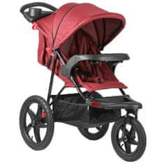 HOMCOM lahek zložljiv tricikel, otroški voziček za otroke od 6 do 36 mesecev do 15 kg z
držalom za skodelico, rdeč