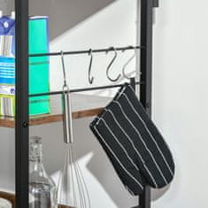 HOMCOM HOMCOM omarica za mikrovalovno pečico s 4 policami in 4 kljukami, kuhinjska omarica iz jekla in lesa, 60x40x125cm, rustikalno rjava