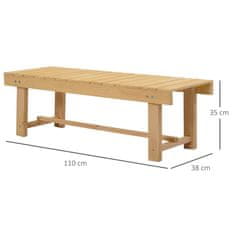 OUTSUNNY vodoodporna dvosedna zunanja klop iz jelovega lesa, za vrtno teraso, do 250 kg, 110x38x35 cm