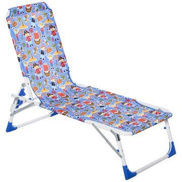 OUTSUNNY zložljiv in prostorsko varčen otroški ležalnik, kovina in poliester, naslonjalo se lahko nagne do 180°, 118x40x24
cm, svetlo modra