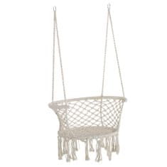 OUTSUNNY Outsunny Vrtna viseča mreža v boho elegantnem slogu, viseči stol iz poliestra in makrameja za notranjo in zunanjo uporabo, krem, 80x60x36 cm