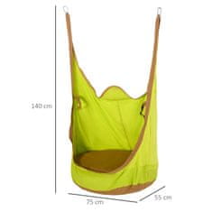OUTSUNNY otroška viseča mreža za notranjo ali zunanjo uporabo, zelena in rjava bombažna viseča vreča,
75x55x140cm