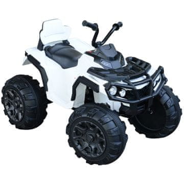 HOMCOM HOMCOM Otroški električni štirikolesnik 12V, 2 hitrosti, z lučmi in vtičnico USB, oblazinjena kolesa, bel, 103,5x69,5x70cm
