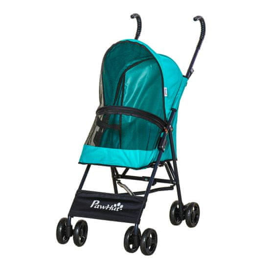 PAWHUT zložljiv voziček za majhne pse, vrtljiva kolesa z eva zavoro in varnostnim povodcem, 65x42x94cm
zelena