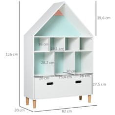 HOMCOM regal za otroško in mladinsko sobo s kockastimi policami bele barve, dve spremenjeni barvi, modra in roza
82x30x126cm