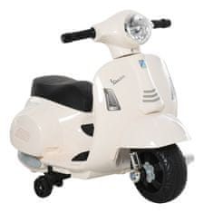 HOMCOM HOMCOM Otroško električno motorno kolo z uradnim dovoljenjem Vespa, baterija 6V, luči in rog, za otroke 18-36 mesecev, belo, 66,5x38x52cm