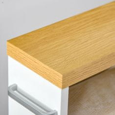 KLEANKIN kleankin 13 cm ozek kopalniški voziček za shranjevanje, predalnik s policami in 4 kolesi iz belega lesa 50x13x67,5 cm