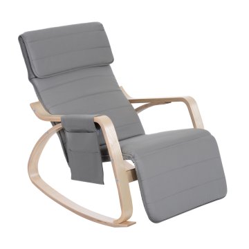 HOMCOM design vrtni gugalni stol, nastavljiv v 5 ravneh les 66
× 90 × 92,5 cm siva