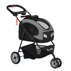 PAWHUT pasji voziček design 5 v 1 majhen max. 8kg s snemljivim nosilcem, zložljiv mačji voziček, črno siv, 100x45x92cm
