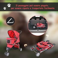 PAWHUT zložljiv voziček za pse rdeč
75 x 45 x 97cm
