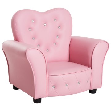 HOMCOM HOMCOM oblazinjen otroški fotelj, otroški fotelj s PVC prevleko in lesenim okvirjem, 59x41,5x49cm, roza