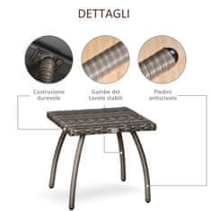 OUTSUNNY Outsunny stranska mizica iz sintetičnega ratana na prostem, za vrt, teraso, vodoodporna, siva, 45x45x44 cm