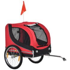 PAWHUT voziček za pse kolesarska prikolica jeklo in oxford tkanina dežna prevleka
130x73x90cm rdeča in črna