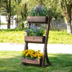 OUTSUNNY Outsunny Polica za sobne rastline, 3-stopenjsko leseno stojalo za rože, zunanji sadilnik za vertikalni vrt, 61 x 48 x 118 cm