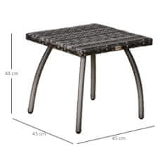 OUTSUNNY Outsunny stranska mizica iz sintetičnega ratana na prostem, za vrt, teraso, vodoodporna, siva, 45x45x44 cm