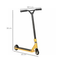 HOMCOM HOMCOM Freestyle Stunt Scooter s 360° vrtljivim krmilom, Stunt Scooter za otroke od 14. leta dalje, aluminijasti trik Scooter, zlati