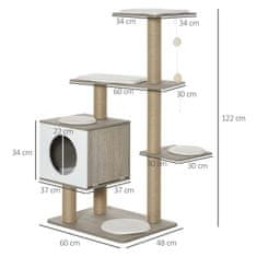 PAWHUT drevo za praskanje z boksom in dvema lesenima žogama za odrasle mačke
do 4,5 kg, 60 x 48 x 122 cm