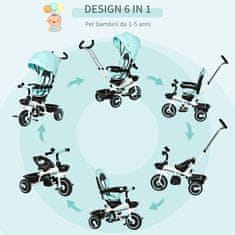 HOMCOM Obojestranski otroški tricikel z ročajem, nadstreškom in odstranljivim
zložljivim naslonom za noge, starost 1-5 let
Leta, zelena