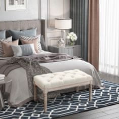 HOMCOM HOMCOM oblazinjena posteljna klop z oblazinjenjem z učinkom platna in lesenimi nogami, otoman za spalnico in predsobo, bež