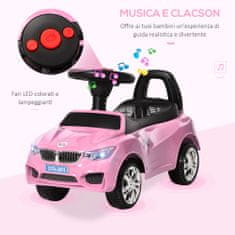 HOMCOM HOMCOM Otroški avto za vožnjo z volanom, žarometi in integrirano glasbo, starost 18-36 mesecev, 63,5 × 28 × 36 cm, roza