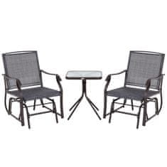 OUTSUNNY 3-delni vrtni set: 2 gugalna stola (62,5 cm x 72 cm x 92 cm) in 1 mizica za kavo
ujema se z rjavim jeklom