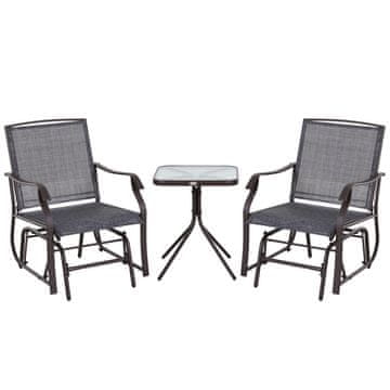 OUTSUNNY 3-delni vrtni set: 2 gugalna stola (62,5 cm x 72 cm x 92 cm) in 1 mizica za kavo
ujema se z rjavim jeklom