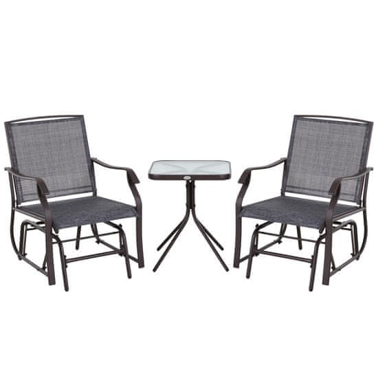 OUTSUNNY 3-delni vrtni set: 2 gugalna stola (62,5 cm x 72 cm x 92 cm) in 1 mizica za kavo
ujema se z rjavim jeklom
