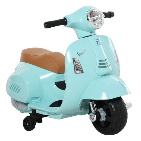 HOMCOM HOMCOM Otroško električno motorno kolo z uradnim dovoljenjem Vespa, 6V baterija, žarometi in rog, za otroke 18-36 mesecev, zeleno, 66,5x38x52cm