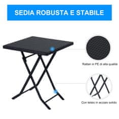 OUTSUNNY Outsunny Set vrtnega pohištva iz ratana 1 miza za kavo in 2 zložljiva vrtna stola 3 kosi črna