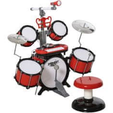 HOMCOM HOMCOM Otroški bobnarski set z glasbenimi instrumenti, zvočnimi učinki in mikrofonom za igrače, 77,5 x 40 x 76,5 cm, rdeč