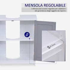 KLEANKIN Kleankin U-Cut kopalniška omarica pod umivalnik, omarica z 2 vratci in nastavljivo polico iz MDF, 60x30x60cm, belo siva