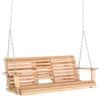 Outsunny 3-sedežna viseča lesena gugalnica za vrt ali teraso z zložljivo mizo in držalom za skodelico