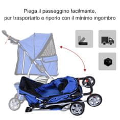 PAWHUT Zložljiv voziček za pse Pet Cart Pram Blue
75x45x97cm