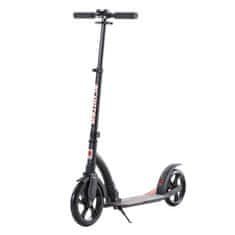 HOMCOM zložljivi aluminijasti skiro za potiskanje za odrasle in otroke, velika kolesa, nastavljivo krmilo (87-101,5 cm), do 100 kg, črn