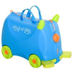 HOMCOM otroški kovček za vožnjo, voziček za otroke od 3 do 6 let, ročna prtljaga za letalo, svetlo modra
barva, 46x22x33,5 cm