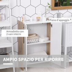 HOMCOM HOMCOM omara z dvema vratoma za kopalnico, predsobo ali spalnico iz hrastovega in belega lesa, 60 x 25 x 90 cm
