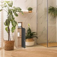 HOMCOM Organizator toaletnega papirja v kopalnici nastavljiva polica bambusa siva 18x18x75cm