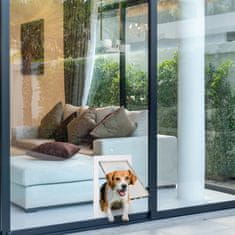 PAWHUT PawHut zložljiva vrata za mačke in pse s sistemom zaklepanja, mačja klop za steklo, mrežo in vrata, vrata 29x42 cm, bela