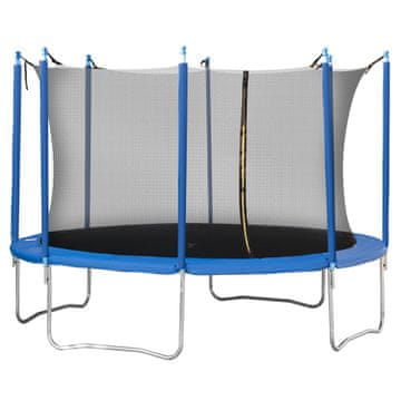 HOMCOM trampolin za notranjo in zunanjo uporabo | varnostna mreža, oblazinjeni drogovi | odrasli in otroci | φ380 x
275 cm