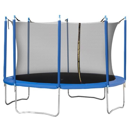 HOMCOM trampolin za notranjo in zunanjo uporabo | varnostna mreža, oblazinjeni drogovi | odrasli in otroci | φ380 x
275 cm