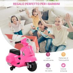 HOMCOM HOMCOM Otroško električno motorno kolo z uradnim dovoljenjem Vespa, baterija 6V, žarometi in rog, za otroke 18-36 mesecev, roza, 66,5x38x52cm